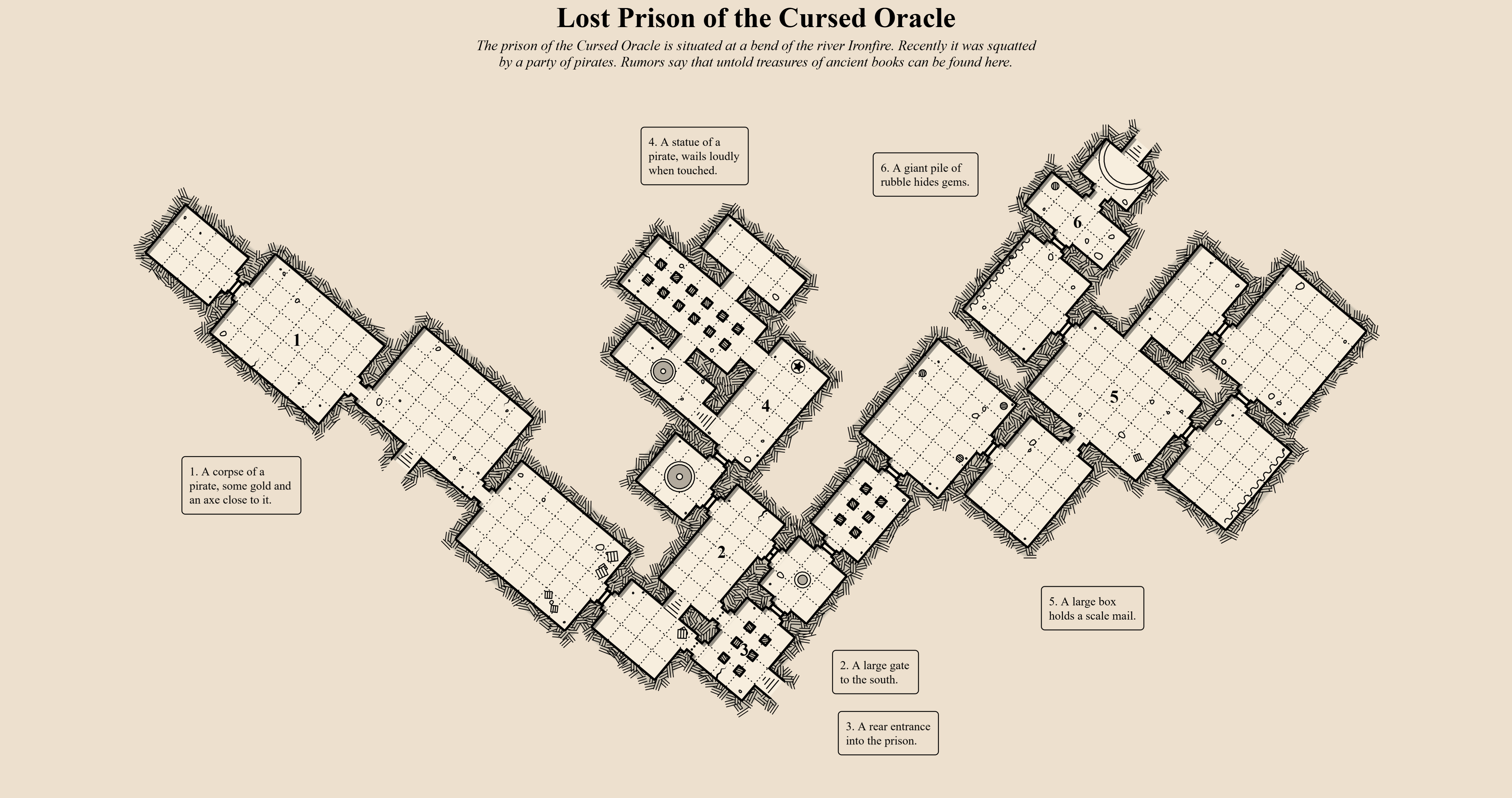 Lost Prison of the Cursed Oracle Map (Watabou Seed 1000230244)