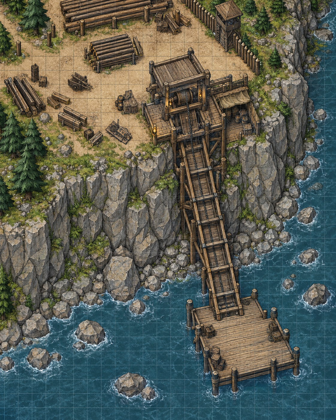 Log Chute & Hoist Battlemap